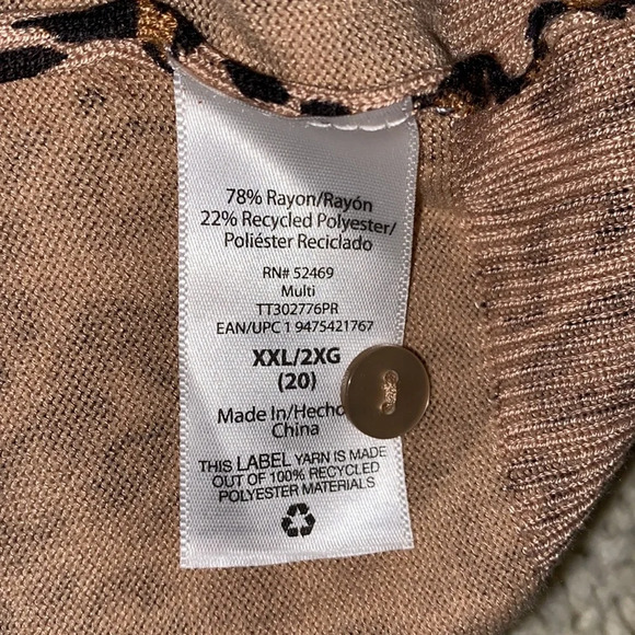 Time & Tru leopard print knit cardigan size XXlarge new with tags - Picture 7 of 9